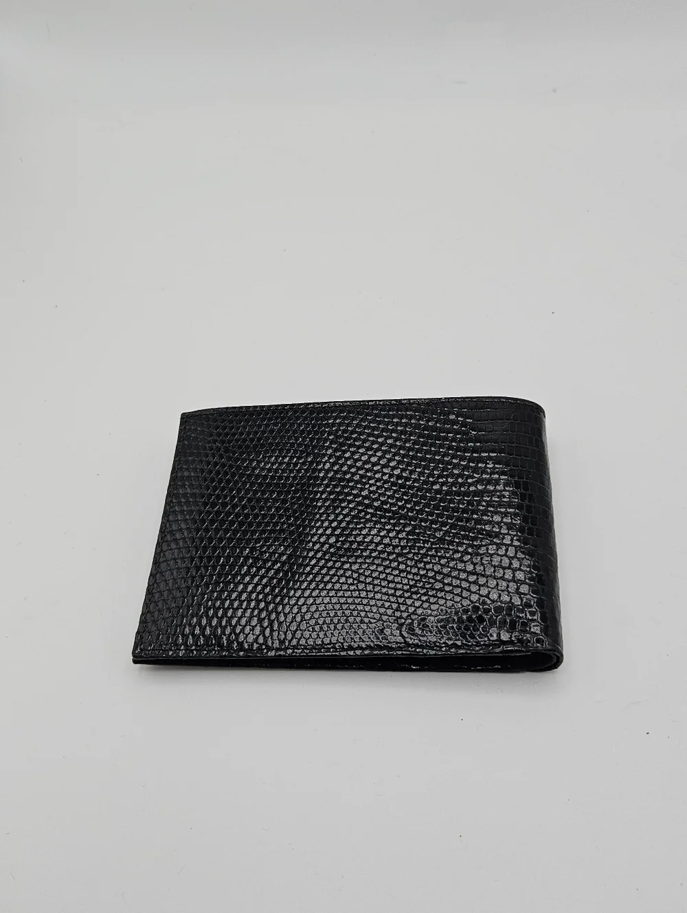 Carlo Amboldi black genuine lizard bifold wallet